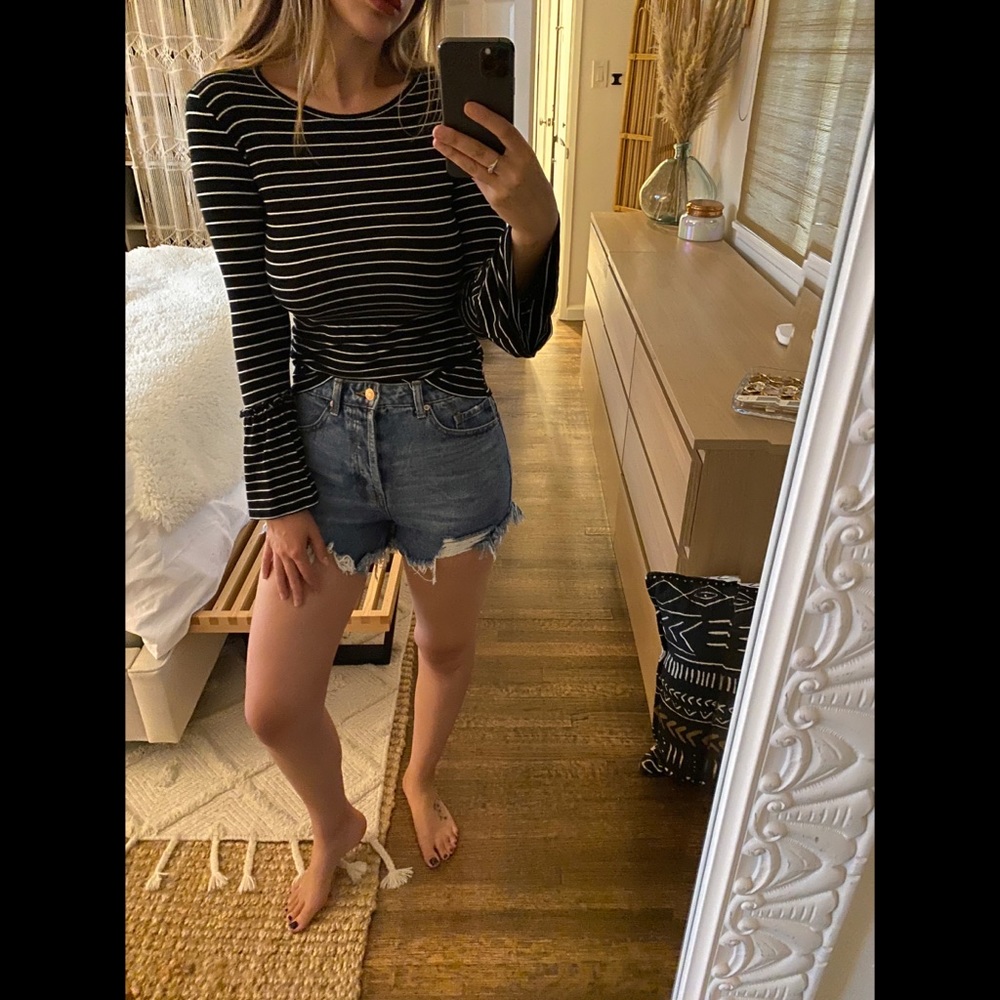 Striped Bell Sleeved Blouse